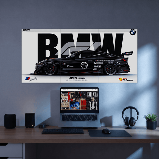 BMW M4 CSL Split Poster | 3 Piece Set | A4