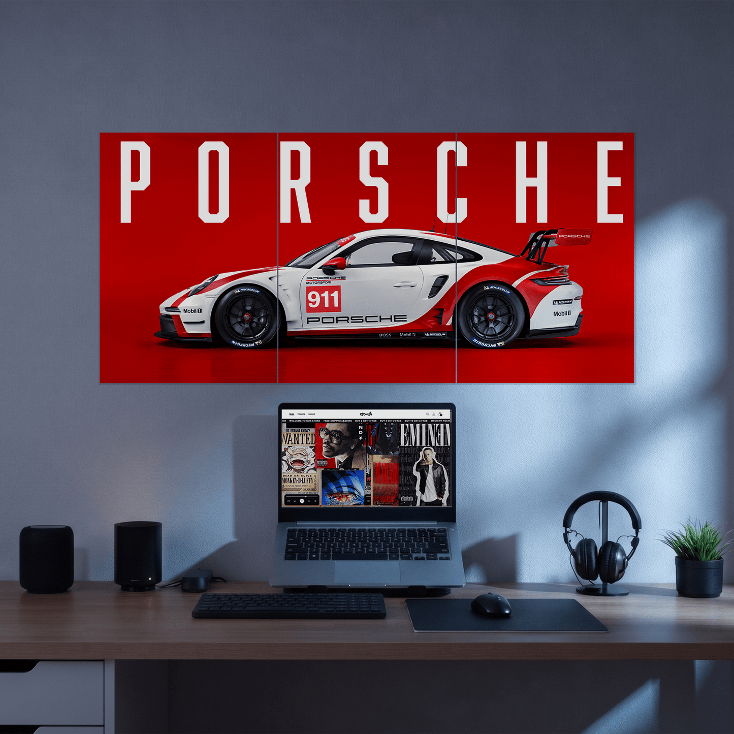 Porsche 911 GT3 RS Racing Car Poster | Premium Automotive Wall Art for Bedroom, Office & Gaming Room Decor
