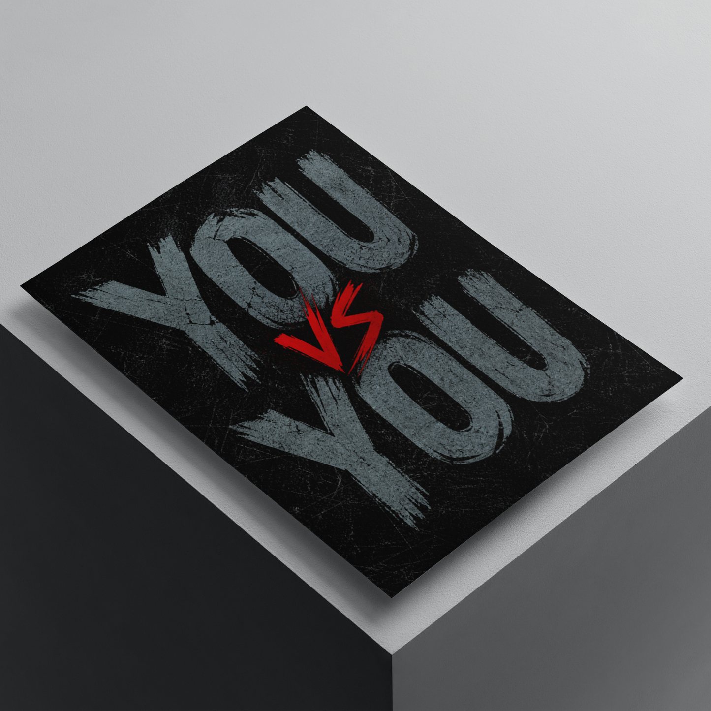 You vs You motivational poster with bold typography on a black textured background, inspirational wall art focused on self-improvement and personal growth.