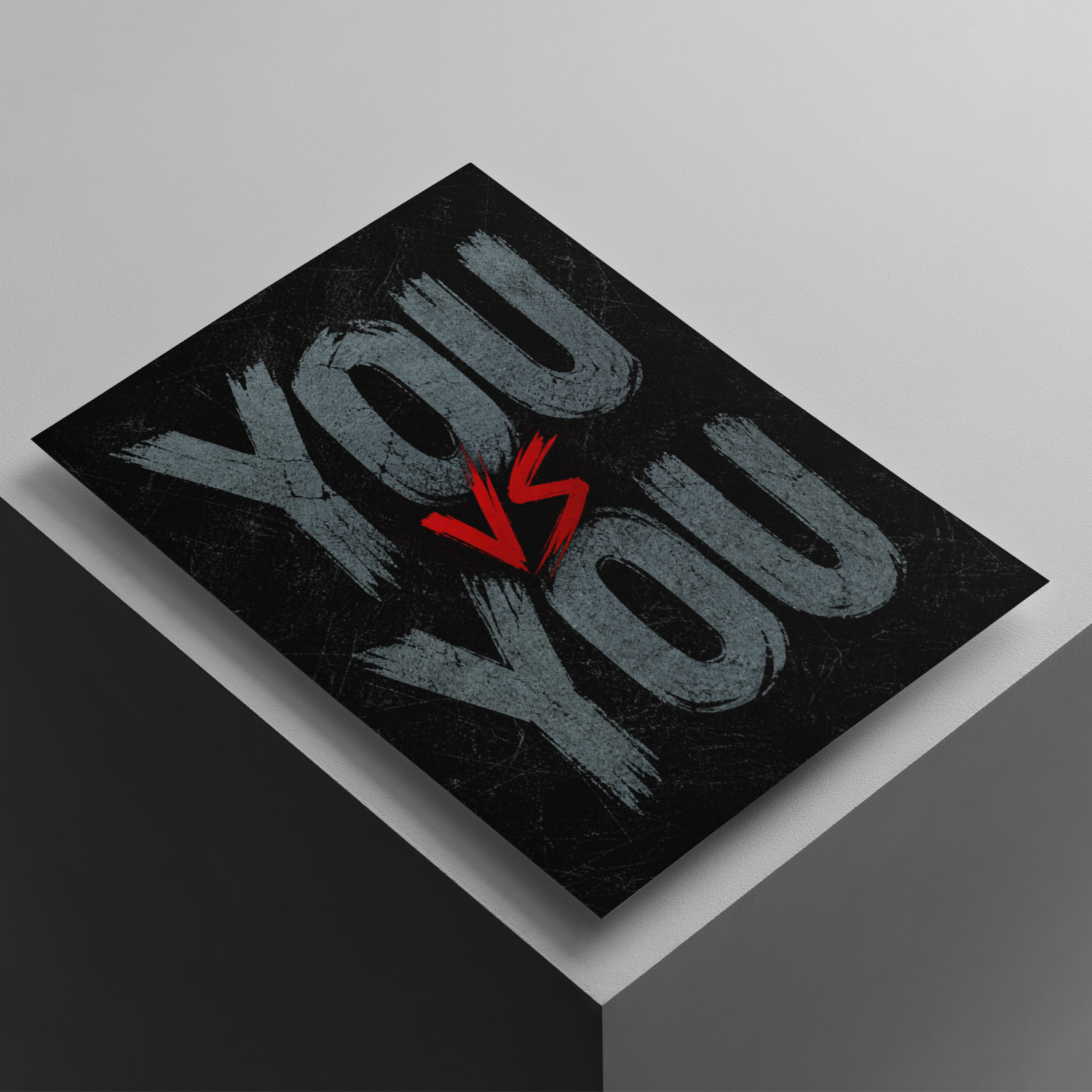 You vs You motivational poster with bold typography on a black textured background, inspirational wall art focused on self-improvement and personal growth.