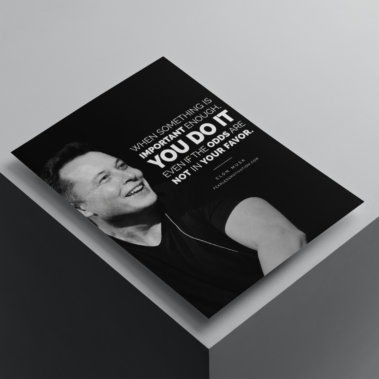 Elon Musk motivational poster featuring an inspirational quote about persistence and effort, premium entrepreneur wall art print.