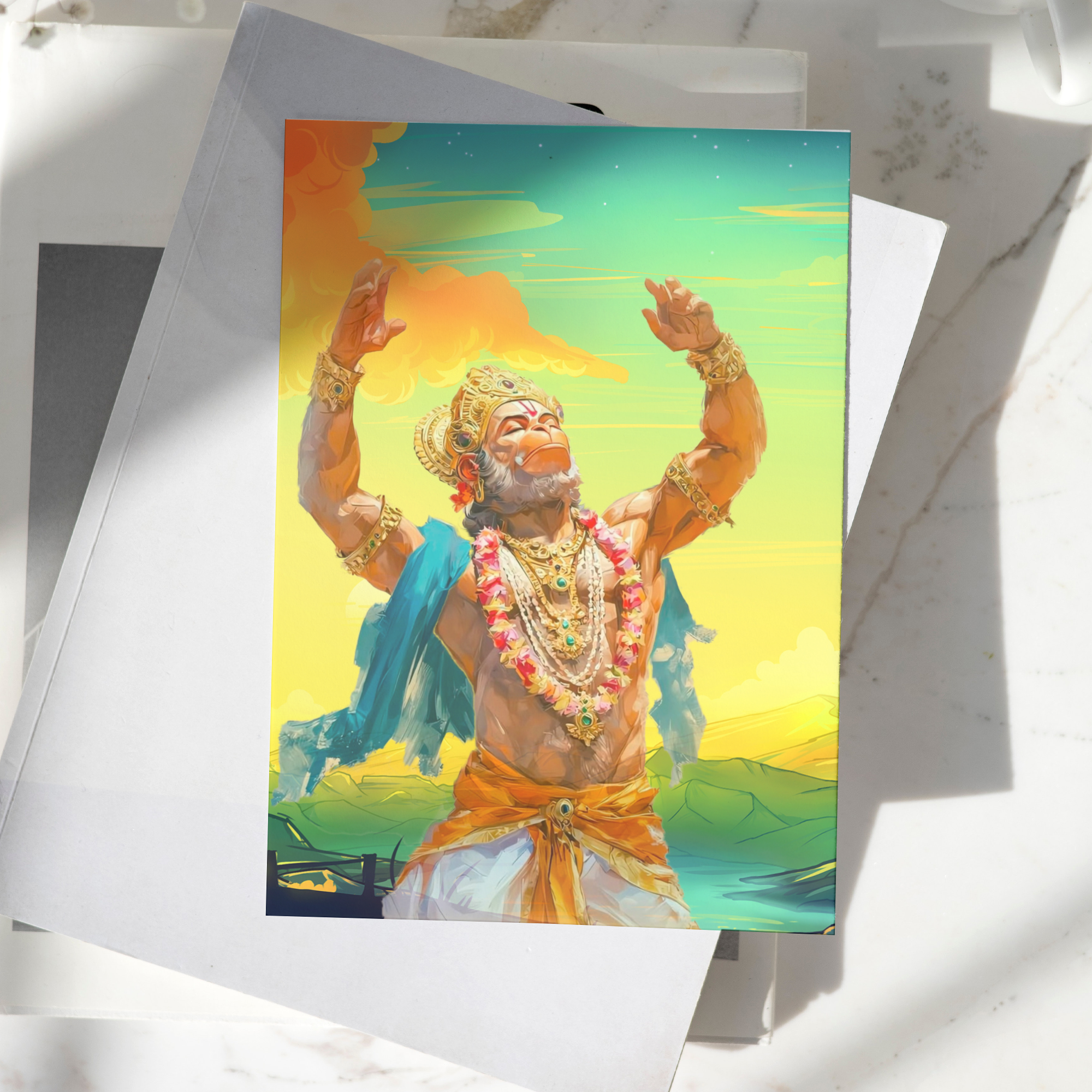 Lord Hanuman Poster High Quality - A4 Size - 300GSM - No Self Adhesive