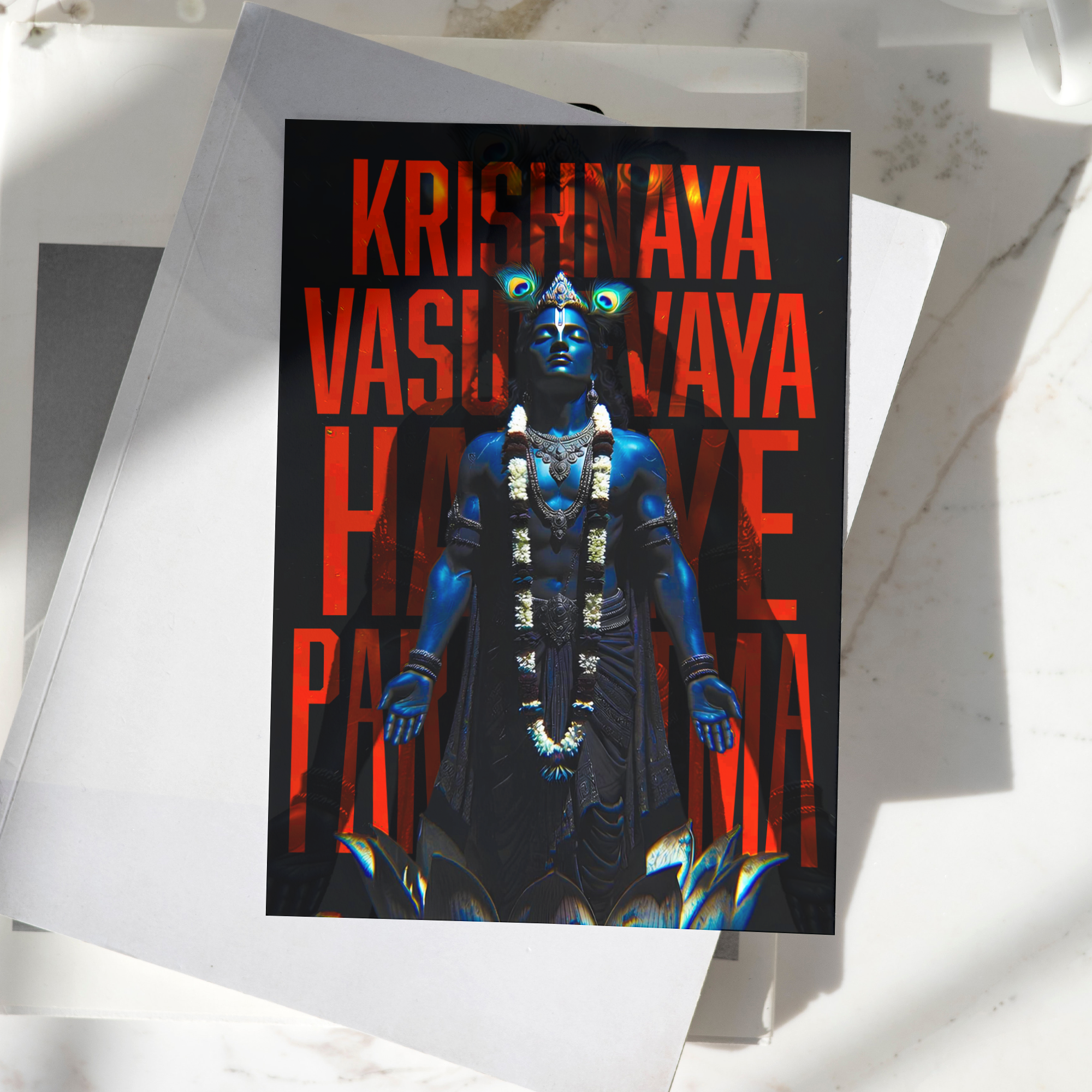 Lord Krishna Poster High Quality - A4 Size - 300GSM - No Self Adhesive