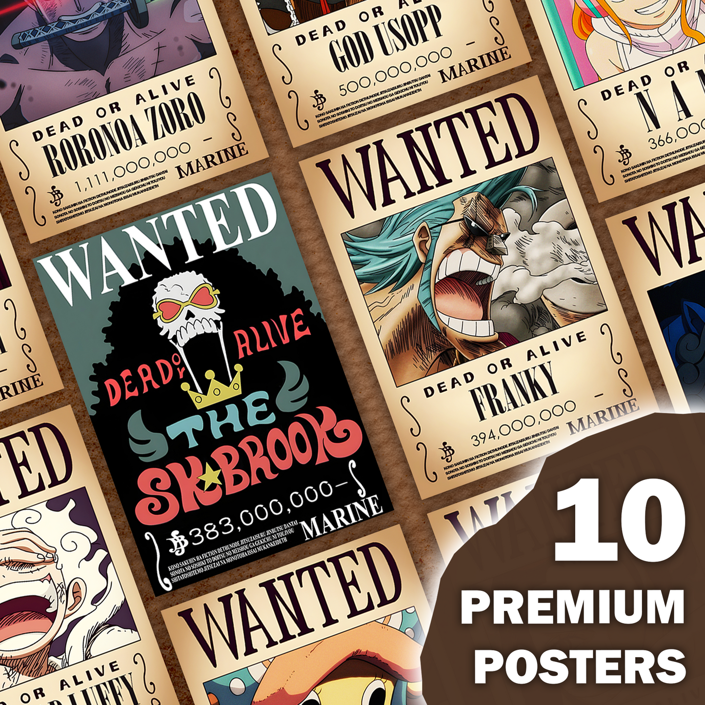 Straw Hats Wanted Poster - Set of 10 - A4 Size - 300 GSM - No Self Adhesive