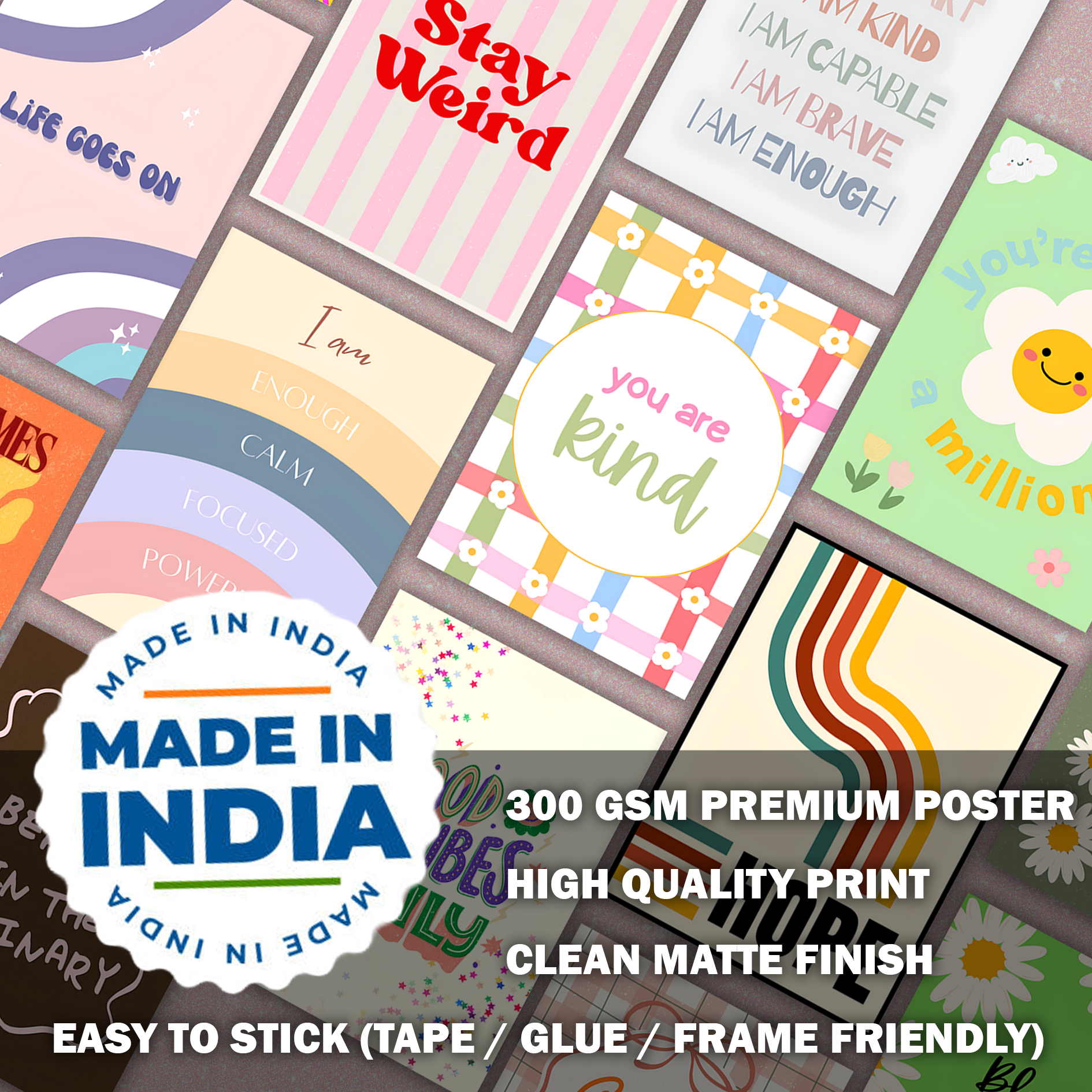 Mini Aesthetic Retro Posters - Set of 15 - A6 Size - 300 GSM - No Self Adhesive