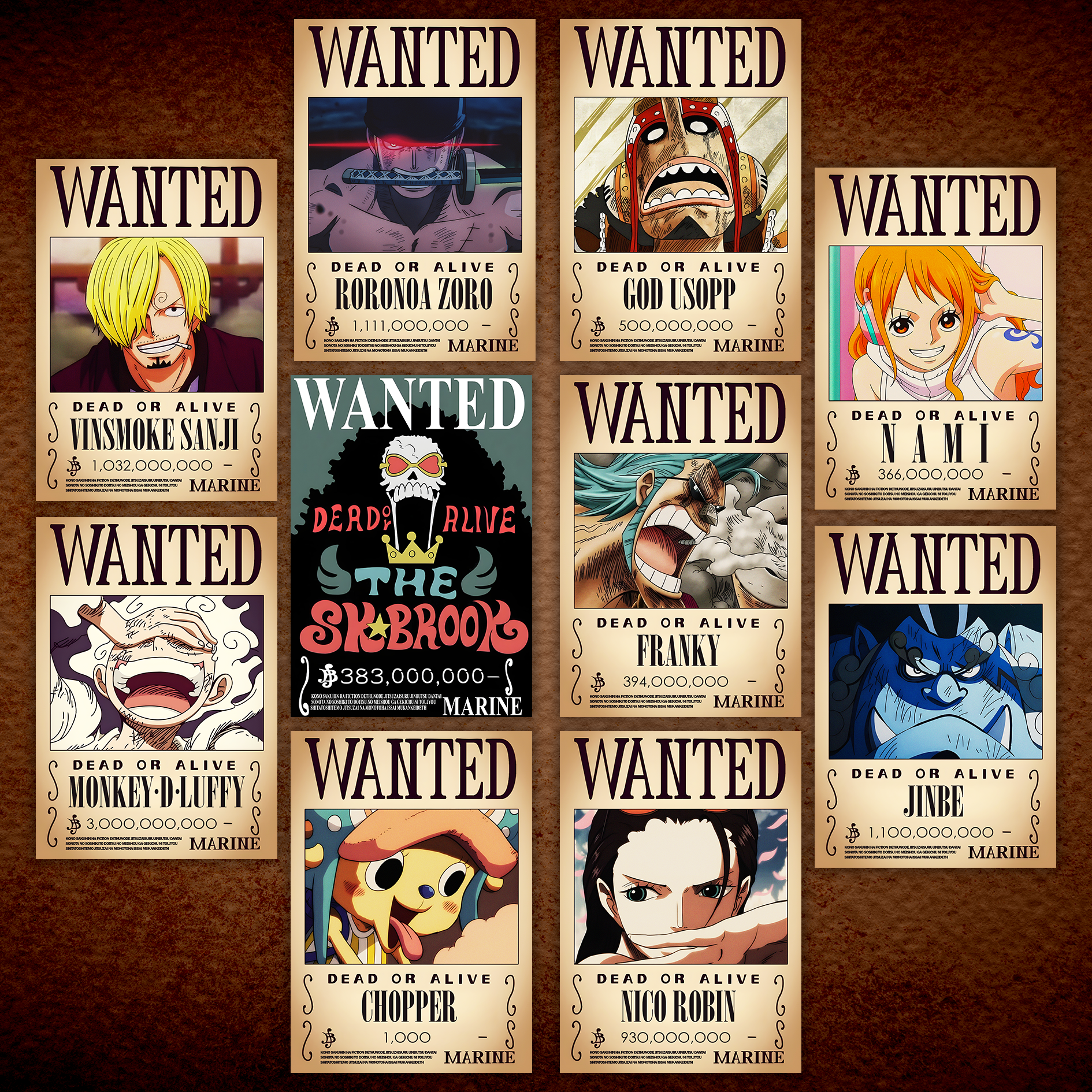Straw Hats Wanted Poster - Set of 10 - A4 Size - 300 GSM - No Self Adhesive