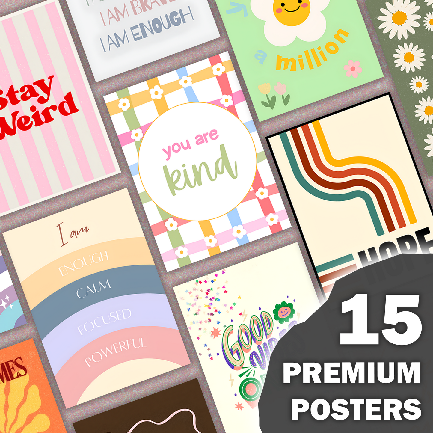 Mini Aesthetic Retro Poster Collection | Set of 15