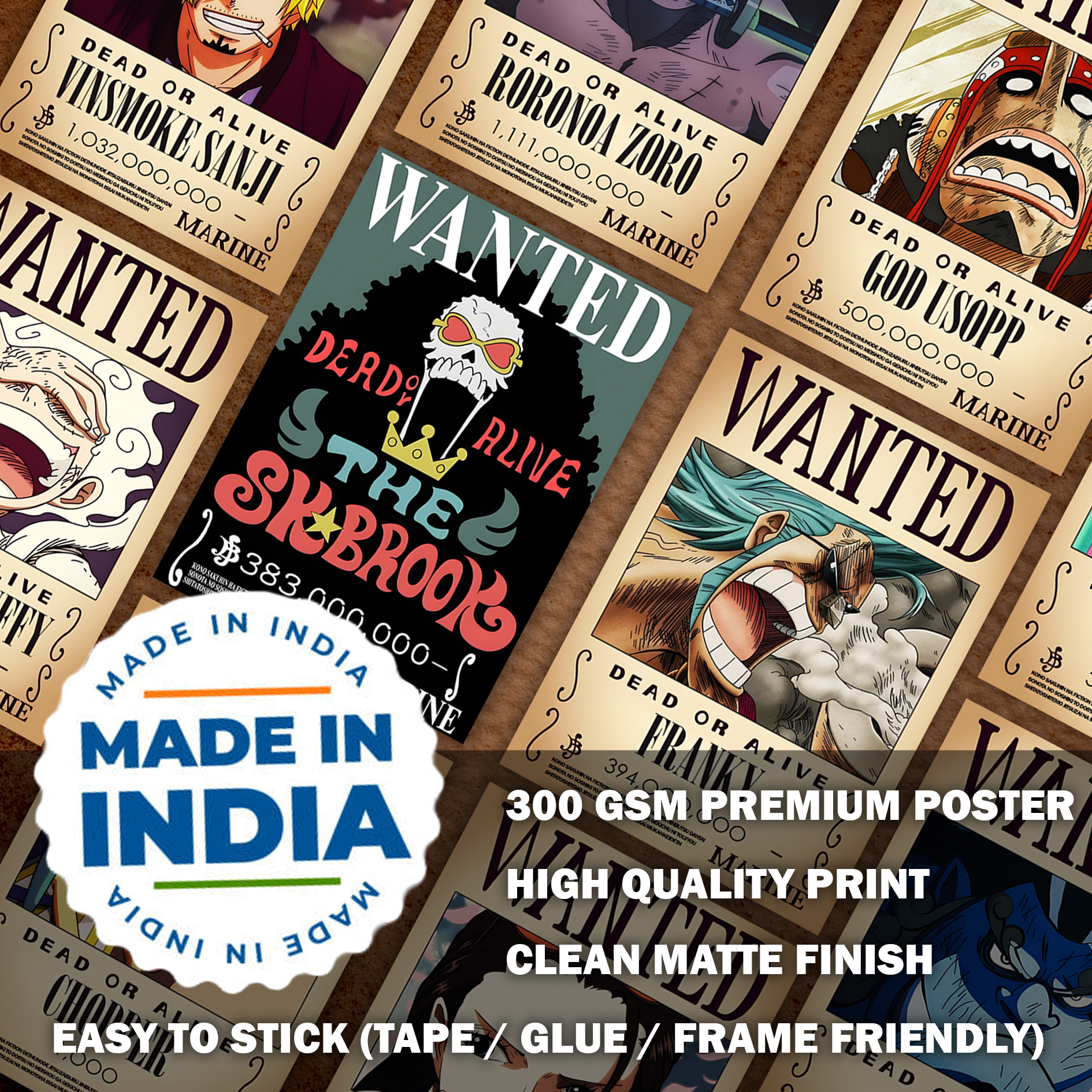 Straw Hats Wanted Poster - Set of 10 - A4 Size - 300 GSM - No Self Adhesive