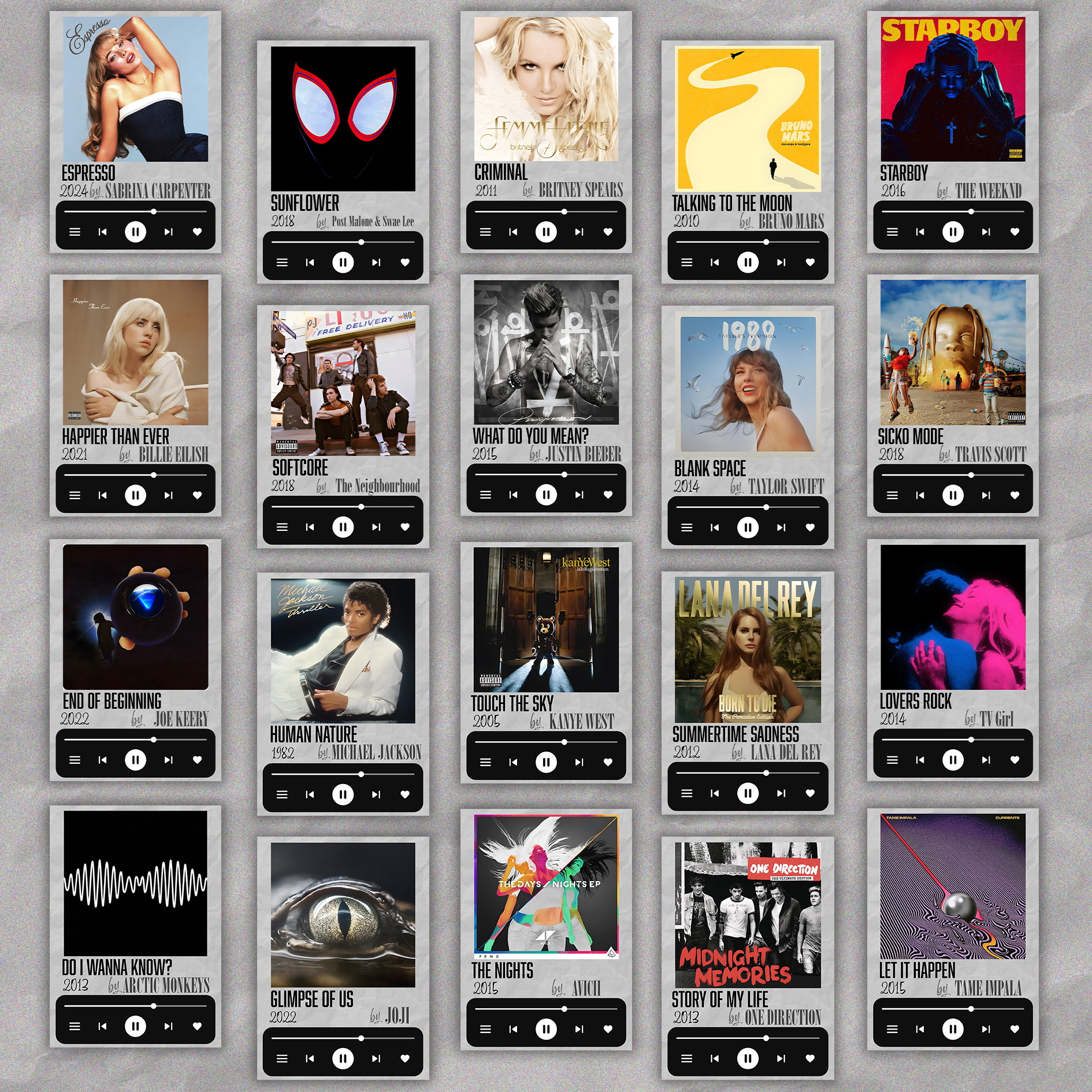 Mini Album Poster Collection | Set of 20 | A6