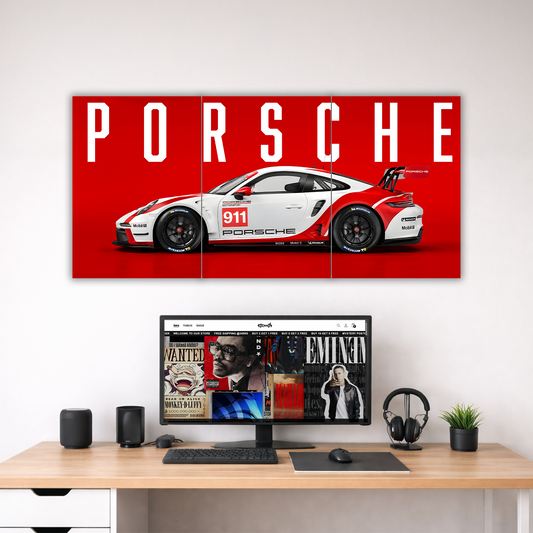 Porsche 911 GT3 RS Racing Car Poster | Premium Automotive Wall Art for Bedroom, Office & Gaming Room Decor