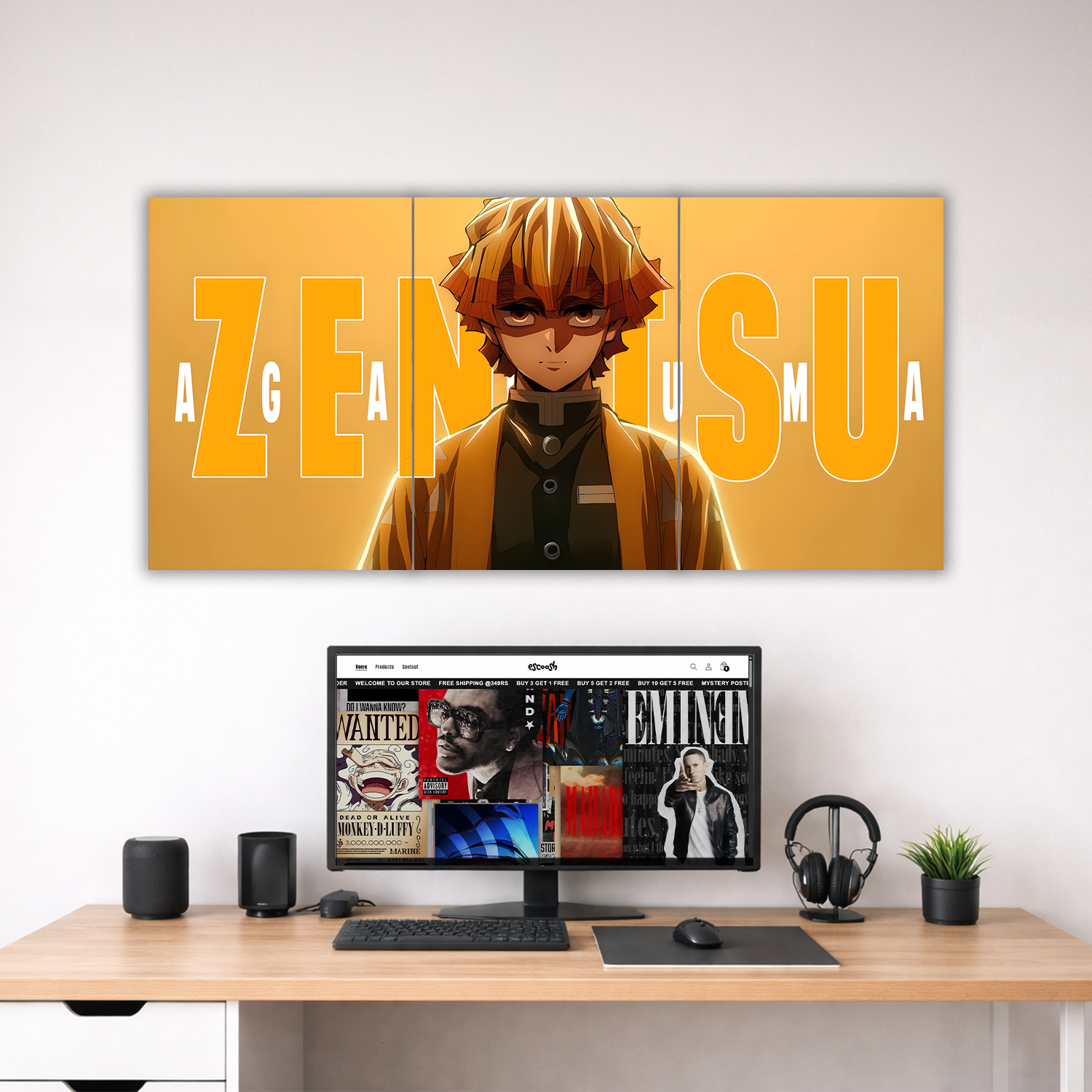 Zenitsu Agatsuma Split Poster | Anime Poster