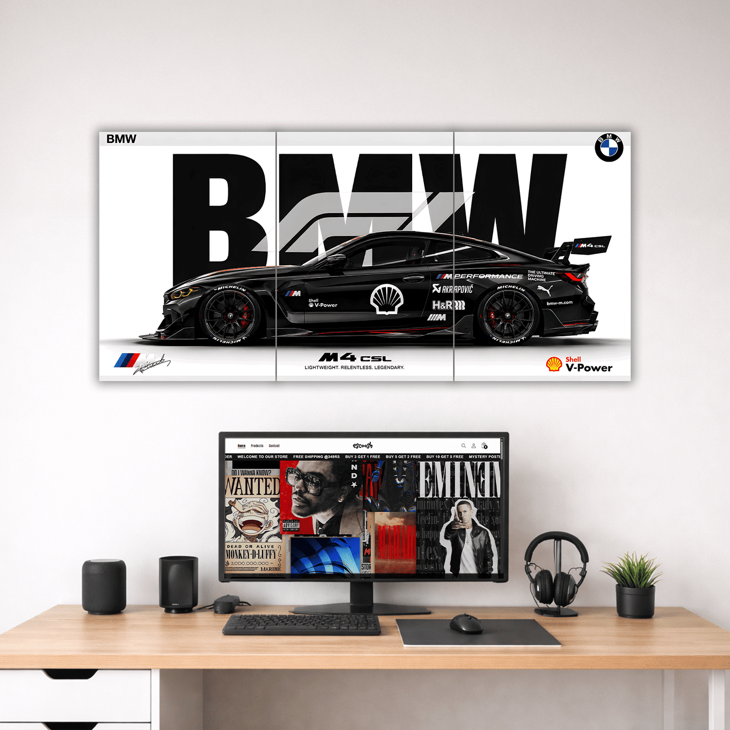 BMW M4 CSL Split Poster | 3 Piece Set | A4