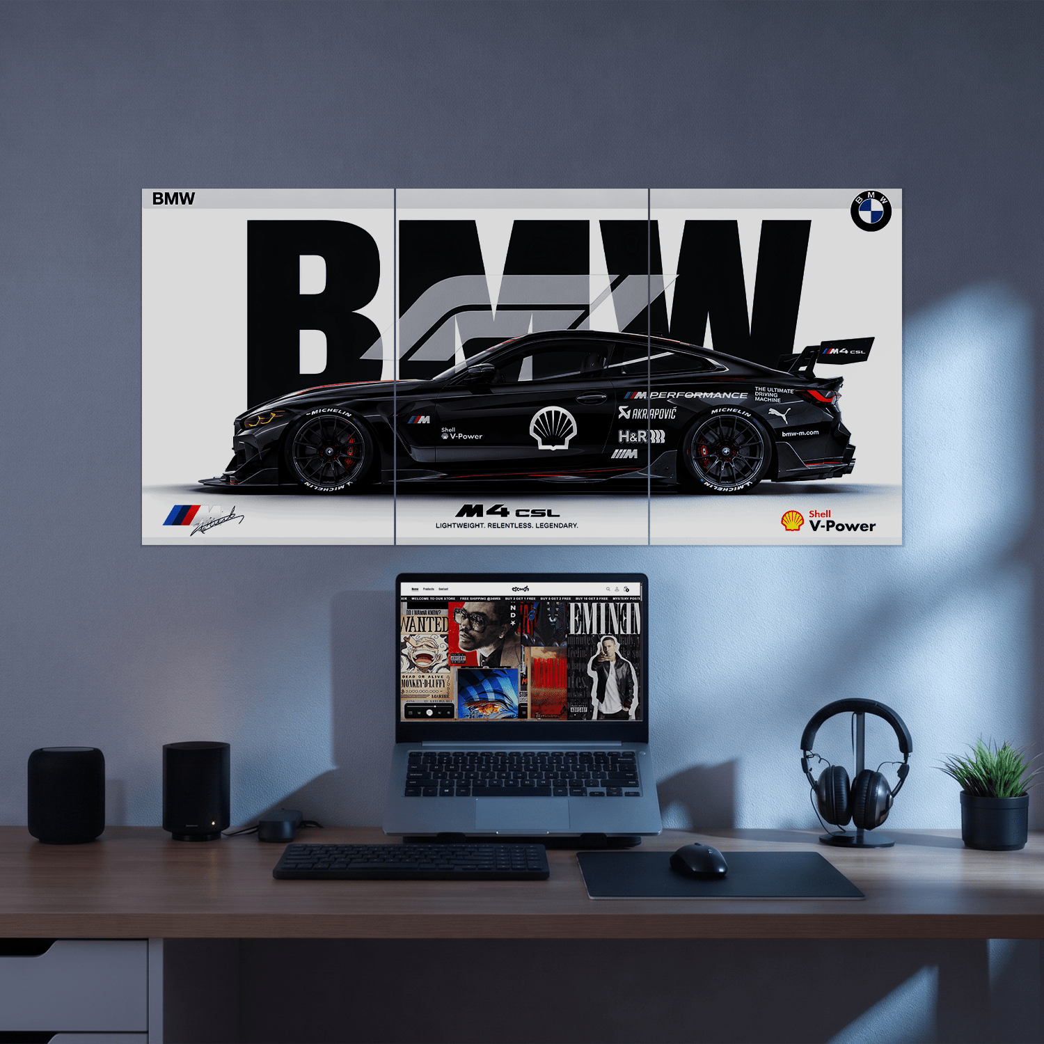 BMW M4 CSL Split Poster | 3 Piece Set | A4