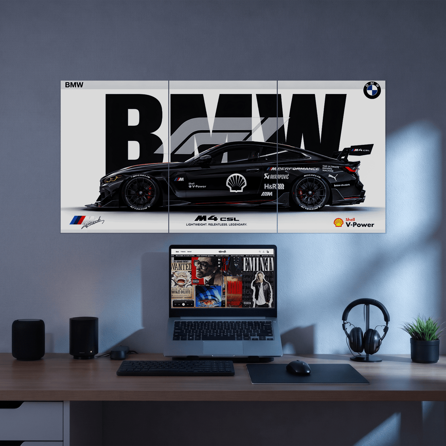 BMW M4 CSL Split Poster | 3 Piece Set | A4