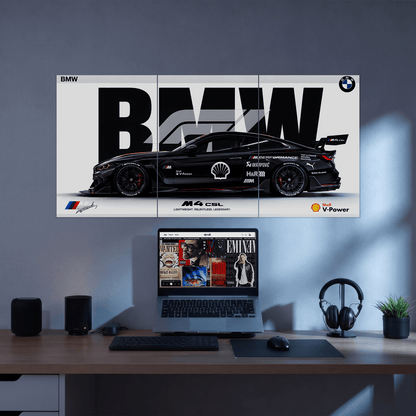 BMW M4 CSL Split Poster | 3 Piece Set | A4