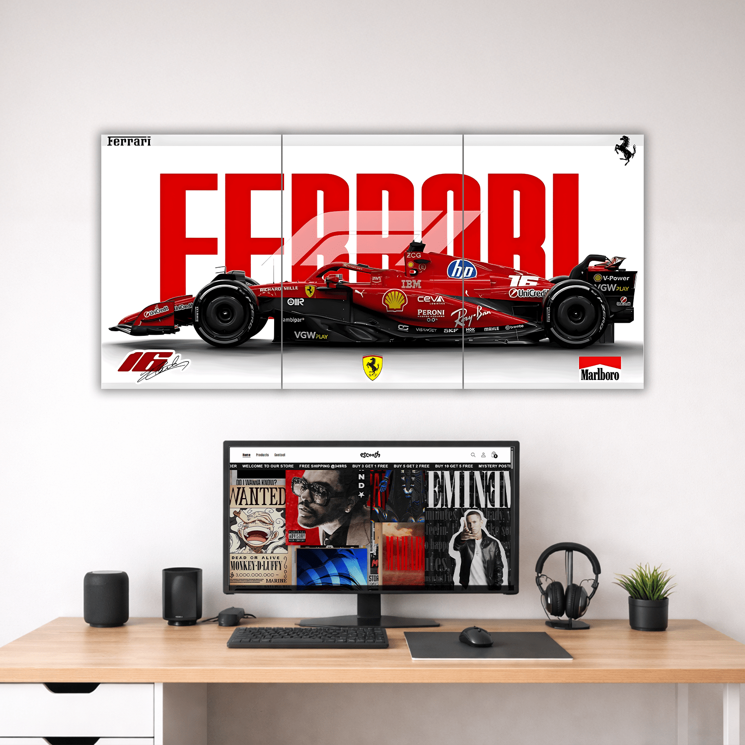 Ferrari SF-24 F1 Split Poster | 3 Piece Set | A4
