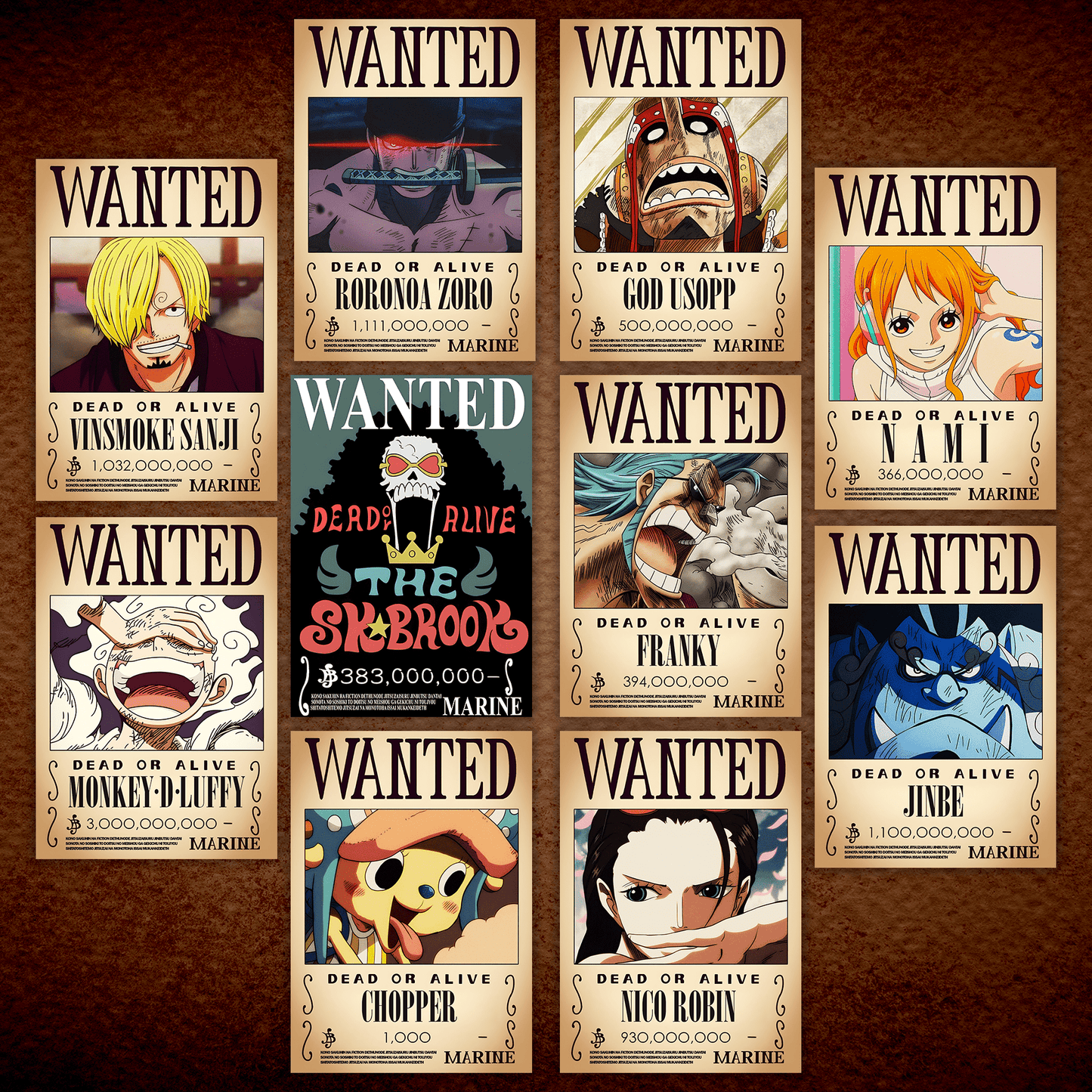 Straw Hats Wanted Poster | Set of 10 | A4 | Free Delivery