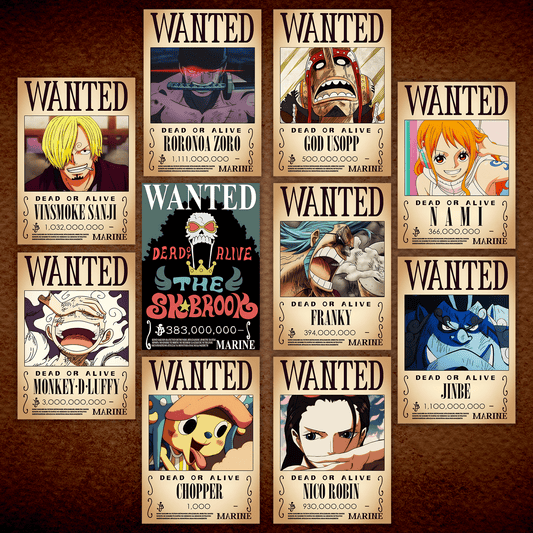 Straw Hats Wanted Poster | Set of 10 | A4 | Free Delivery
