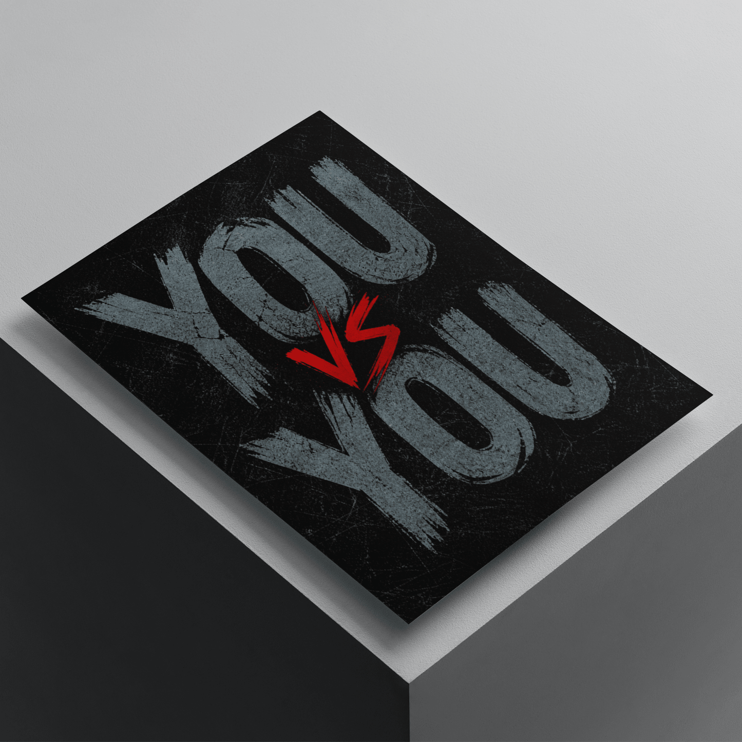 You vs You motivational poster with bold typography on a black textured background, inspirational wall art focused on self-improvement and personal growth.