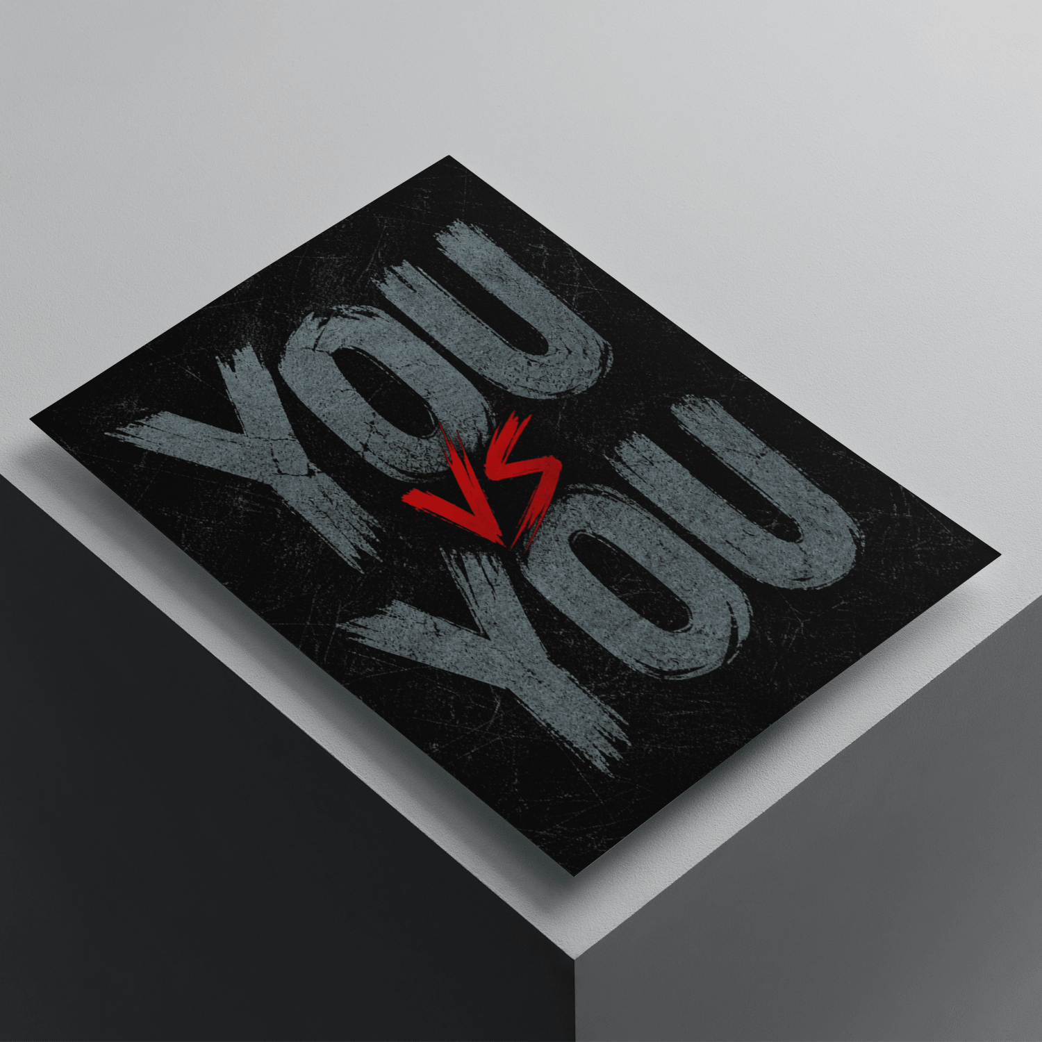 You vs You motivational poster with bold typography on a black textured background, inspirational wall art focused on self-improvement and personal growth.