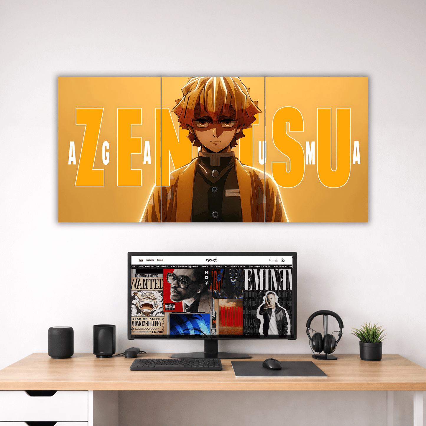 Zenitsu Agatsuma Split Poster | 3 Piece Set | A4